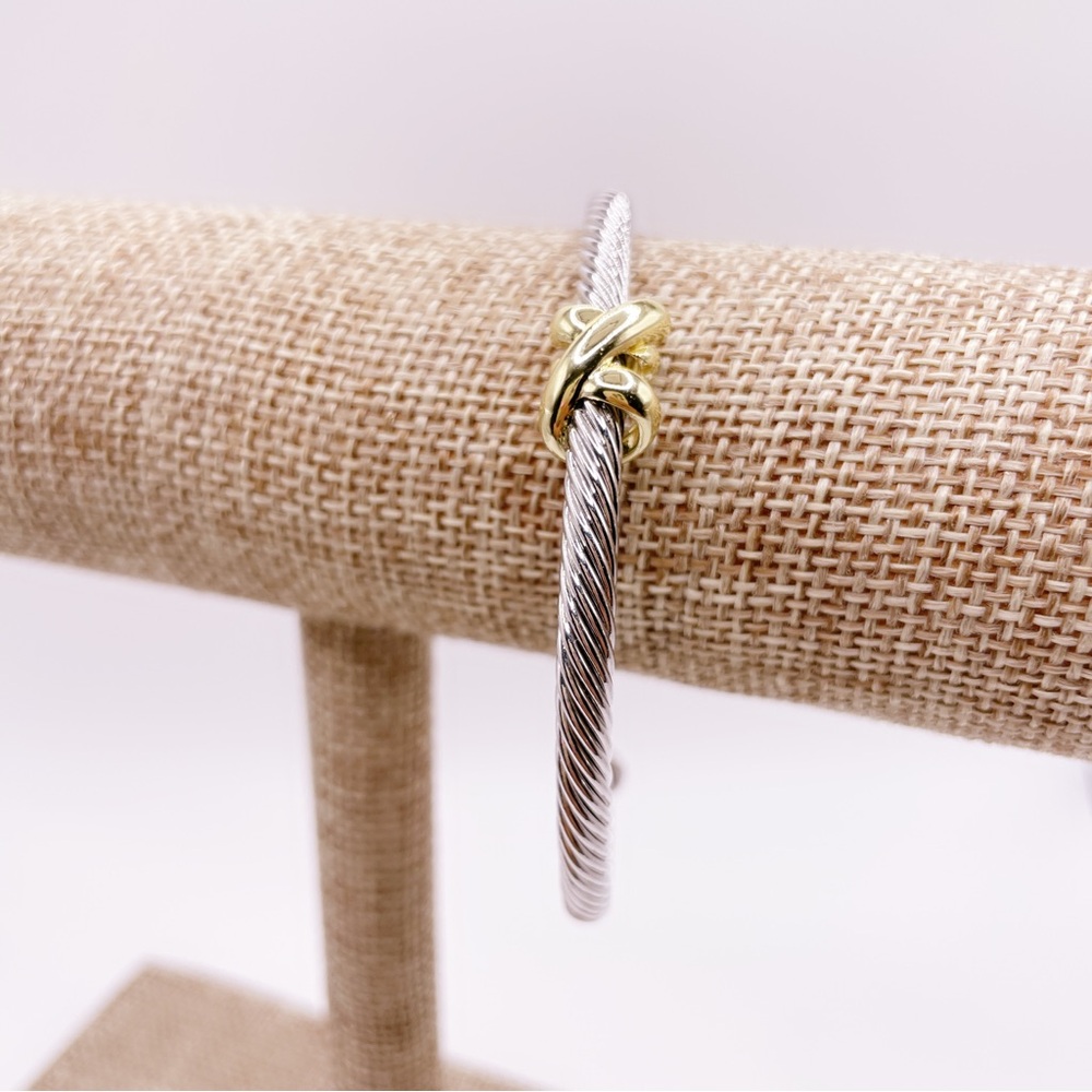 Elegant Silver and Gold Knot Bangle